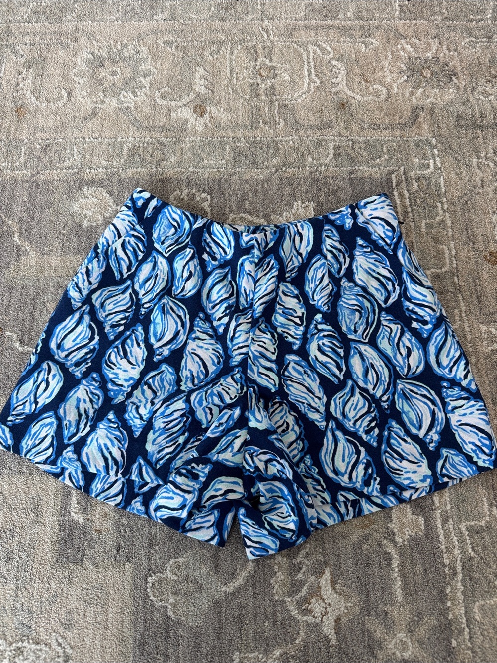 Lilly Pulitzer Navy and Light Blue Leaf-Print Shorts